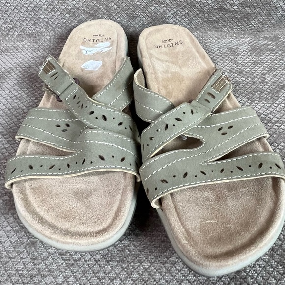 Earth Origins Shoes - Earth Origins Sandra Suede Leather Multi-Strap Slide Sandals  Sz 11 like new